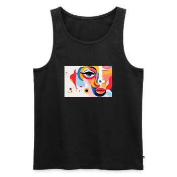 Abstract and surrealist portrait of the face. - Men's Premium Organic Tank Top - black - Front - AI Model Male 178 light (178cm)
