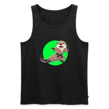 LocoAnimalSquad Kung Fu Otter - Men's Premium Organic Tank Top - black - Front - Michal (187cm)