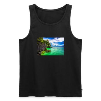 CÔTE PARADISIAQUE - Débardeur bio Premium Homme - noir - Devant - AI Model Male 178 light (178cm)