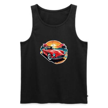 voiture vintage couché de soleil - Débardeur bio Premium Homme - noir - Devant - Michal (187cm)