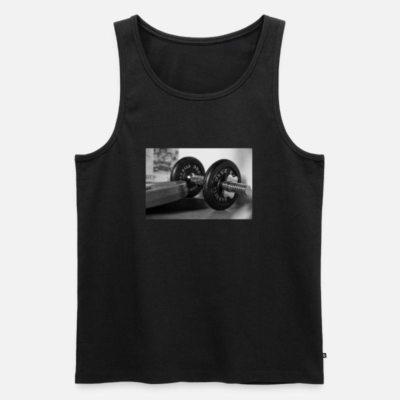 Classic dumbbell - Männer Premium Bio Tank Top - Schwarz