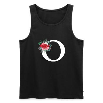 Roter Blumenbuchstabe O - Männer Premium Bio Tank Top - Schwarz - Vorne - Michal (187cm)