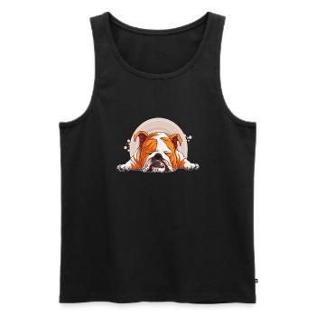 Hund Bulldogge Tiere Welpe niedlicher Hund Aquarell Kunst - Männer Premium Bio Tank Top - Schwarz - Vorne - Michal (187cm)