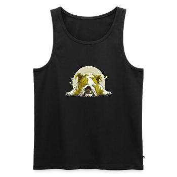 Hund Bulldogge Tiere Welpe niedlicher Hund Aquarell Kunst - Männer Premium Bio Tank Top - Schwarz - Vorne - Michal (187cm)