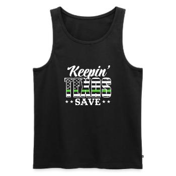 Keepin' Texas Save Patriotic Border Patrol Law - Men's Premium Organic Tank Top - black - Front - Michal (187cm)