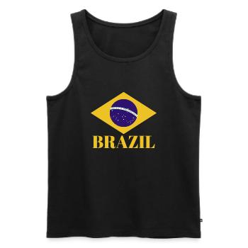 BRÉSIL BRASIL Drapeau Vintage C’est dans mon ADN Brésil - Débardeur bio Premium Homme - noir - Devant - AI Model Male 178 light (178cm)