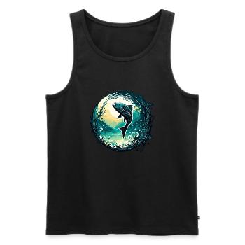 Angler Siluette / angeln / Fisch / See / Sport - Männer Premium Bio Tank Top - Schwarz - Vorne - AI Model Male 178 light (178cm)
