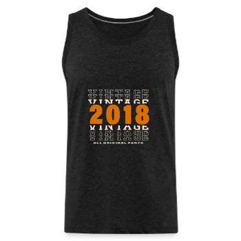 2018: Vintage - 6th Anniversary - Men's Premium Organic Tank Top - charcoal grey - Front - Alexander (188cm)