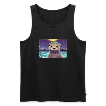 Otti Skyline - Männer Premium Bio Tank Top - Schwarz - Vorne - Michal (187cm)