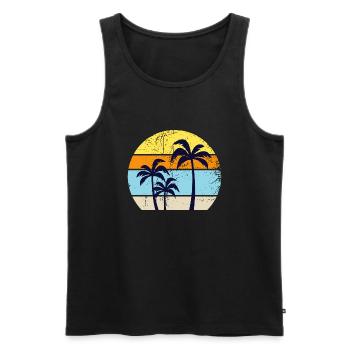 Palmen Vintage - Männer Premium Bio Tank Top - Schwarz - Vorne - Michal (187cm)
