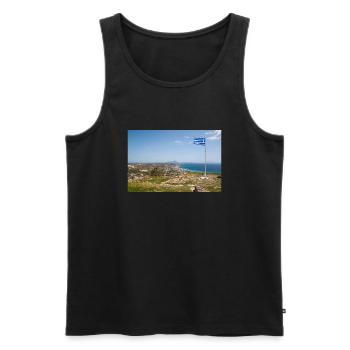 Landschaftsansicht der Burg von Kefalos Insel Kos - Männer Premium Bio Tank Top - Schwarz - Vorne - AI Model Male 178 light (178cm)