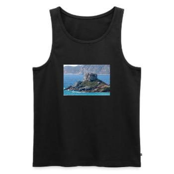 Landscape view of Kastri Island near Kampos town - Men's Premium Organic Tank Top - black - Front - AI Model Male 178 light (178cm)