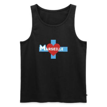 i love Marseille - Men's Premium Organic Tank Top - black - Front - AI Model Male 178 light (178cm)