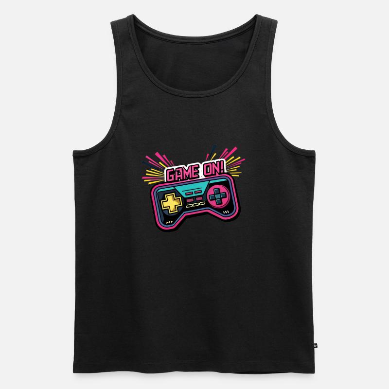 GAME ON. GAMECONTROLLER. SPIELPAD - Männer Premium Bio Tank Top - Schwarz