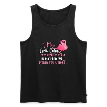 Je peux avoir l’air calme - Amant de flamants roses drôle - Débardeur bio Premium Homme - noir - Devant - Michal (187cm)