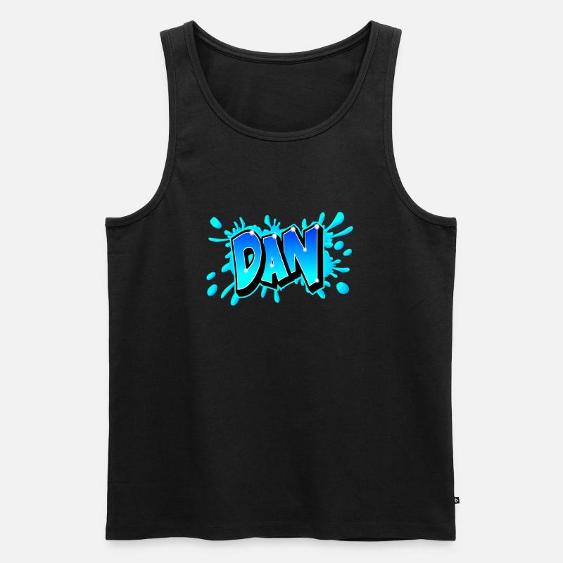 BLUE DAN GRAFFITI - Männer Premium Bio Tank Top - Schwarz