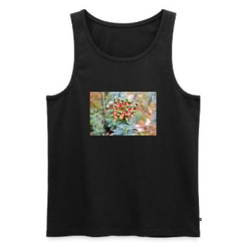 blooming colorful Wolfsmilch (Euphorbia) flower - Men's Premium Organic Tank Top - black - Front - Michal (187cm)