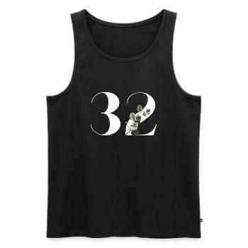 Numéro 32 floral vert - 32e anniversaire floral - Débardeur bio Premium Homme - noir - Devant - AI Model Male 178 light (178cm)