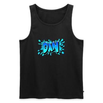 Graffiti "DAN" imprimabe sur tout support ! - Débardeur bio Premium Homme - noir - Devant - AI Model Male 178 light (178cm)