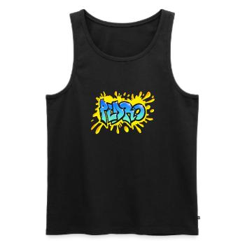 PEDRO Graffiti splash yellow name printable - Men's Premium Organic Tank Top - black - Front - AI Model Male 178 light (178cm)