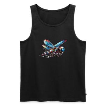 Fighter Libelle - Männer Premium Bio Tank Top - Schwarz - Vorne - AI Model Male 178 light (178cm)