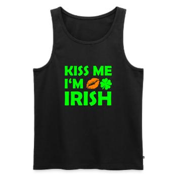 Kiss Me en irlandais - Débardeur bio Premium Homme - noir - Devant - AI Model Male 178 light (178cm)