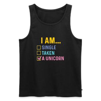 Je suis une licorne - Créature mystique Arc-en-ciel magique - Débardeur bio Premium Homme - noir - Devant - Michal (187cm)