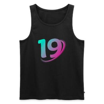Number 19 multicolor - Men's Premium Organic Tank Top - black - Front - AI Model Male 178 light (178cm)
