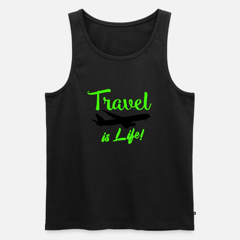 travel is life - Männer Premium Bio Tank Top - Schwarz