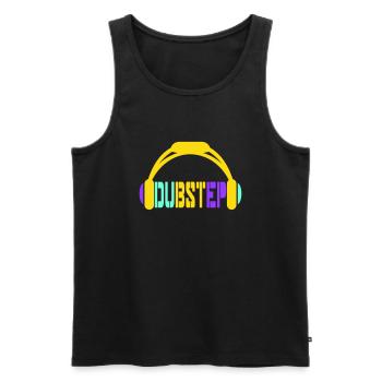 Dub Step Techno Musik Party Club Text Kopfhörer - Männer Premium Bio Tank Top - Schwarz - Vorne - AI Model Male 178 light (178cm)