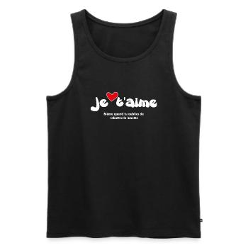 JE T-shirt JE T’AIME - Phrases Drôles NOUVEAU 23 - Débardeur bio Premium Homme - noir - Devant - AI Model Male 178 light (178cm)