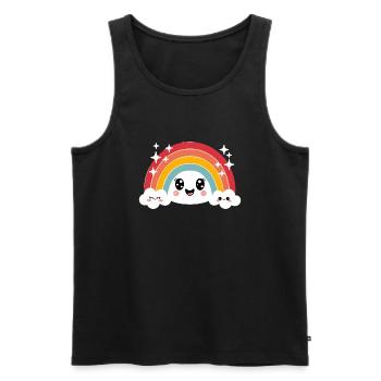 Kawaii Cute Rainbow - Men's Premium Organic Tank Top - black - Front - Michal (187cm)