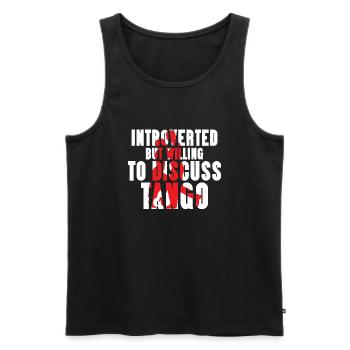 Introverti mais prêt à discuter de Tango Dance Lat - Débardeur bio Premium Homme - noir - Devant - AI Model Male 178 light (178cm)