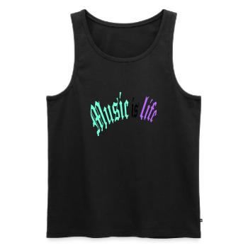 La musique c’est la vie La musique c’est la vie Citation d’amour - Débardeur bio Premium Homme - noir - Devant - AI Model Male 178 light (178cm)