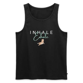Inhale Exhale Welpe Hund / Salvia Farbe - Männer Premium Bio Tank Top - Schwarz - Vorne - AI Model Male 178 light (178cm)