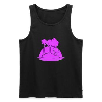 Palmiers île plage vacances soleil mer belle soirée - Débardeur bio Premium Homme - noir - Devant - Michal (187cm)