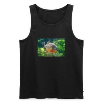 Piranha fish silver red Sharp teeth - Men's Premium Organic Tank Top - black - Front - AI Model Male 178 light (178cm)