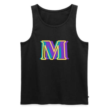 Lettre m multicolore - Débardeur bio Premium Homme - noir - Devant - AI Model Male 178 light (178cm)