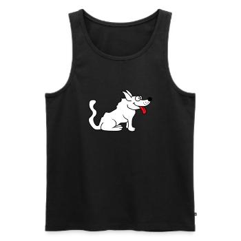 Cher chien tire la langue joyeusement - Débardeur bio Premium Homme - noir - Devant - Michal (187cm)