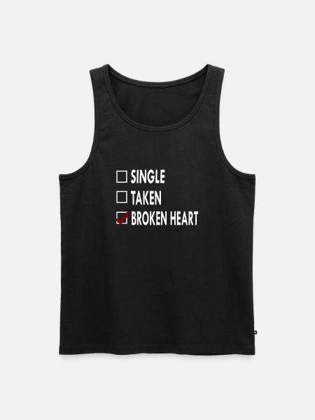 SINGLE BROKEN HEART - Men's Premium Organic Tank Top - black