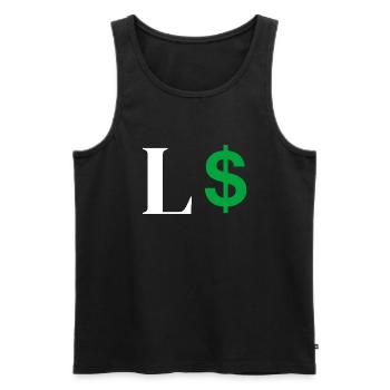 Lettre l dollar - Débardeur bio Premium Homme - noir - Devant - AI Model Male 178 light (178cm)