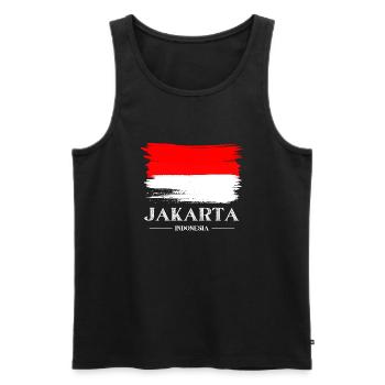 Jakarta Indonesia - Men's Premium Organic Tank Top - black - Front - Michal (187cm)