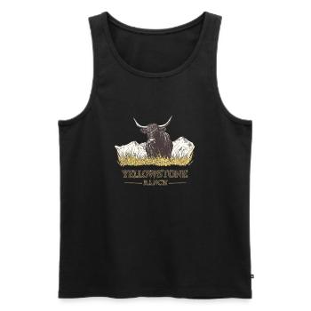 Y Vache de Yellowstone et collines - Débardeur bio Premium Homme - noir - Devant - AI Model Male 178 light (178cm)