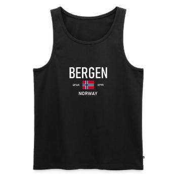 Bergen - Norway - Coordinates - Flag - Men's Premium Organic Tank Top - black - Front - AI Model Male 178 light (178cm)