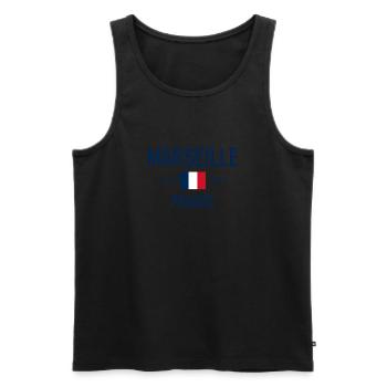 Marseille - France - France Coordonnées Drapeau - Débardeur bio Premium Homme - noir - Devant - Michal (187cm)
