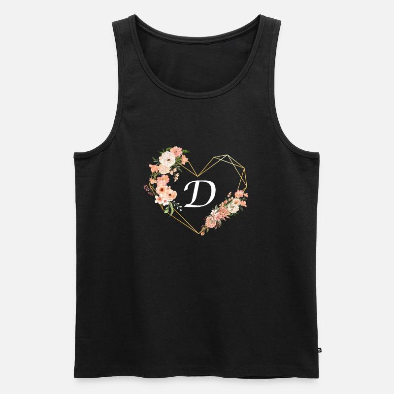 Blumen Goldenes Herz Brief - Männer Premium Bio Tank Top - Schwarz