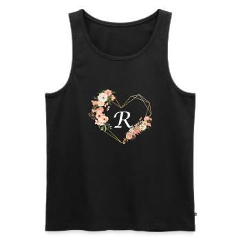 Blumiger goldener Herzbuchstabe - Männer Premium Bio Tank Top - Schwarz - Vorne - AI Model Male 178 light (178cm)