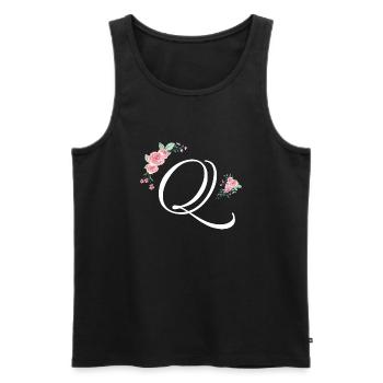 Lettre q fleurs - Débardeur bio Premium Homme - noir - Devant - AI Model Male 178 light (178cm)