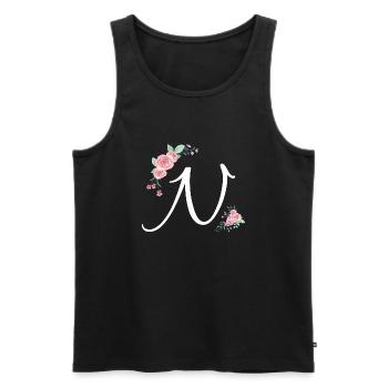Lettre n fleurs - Débardeur bio Premium Homme - noir - Devant - Michal (187cm)