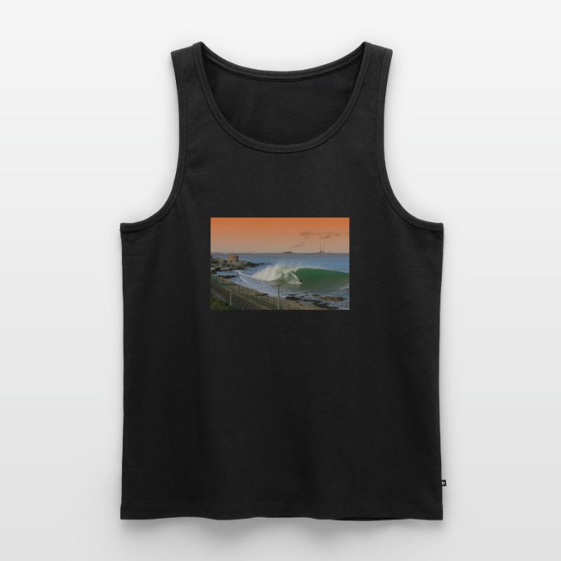 surfer wave scene sunset gradient Men's Premium Organic Tank Top
